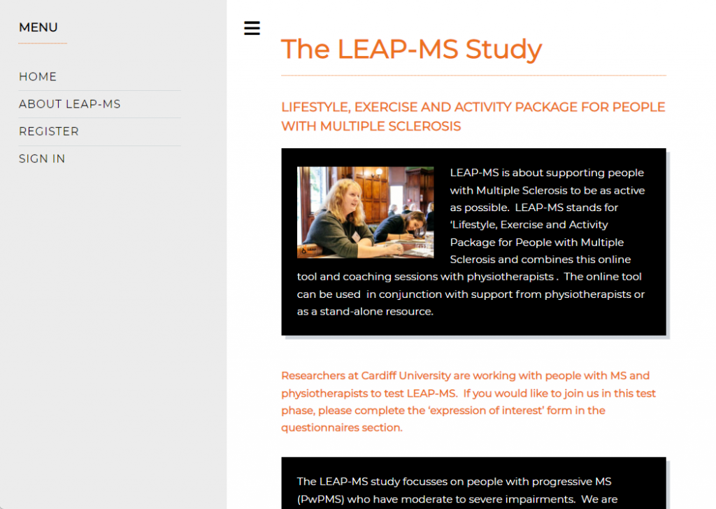 Picture of the LEAPMS homepage